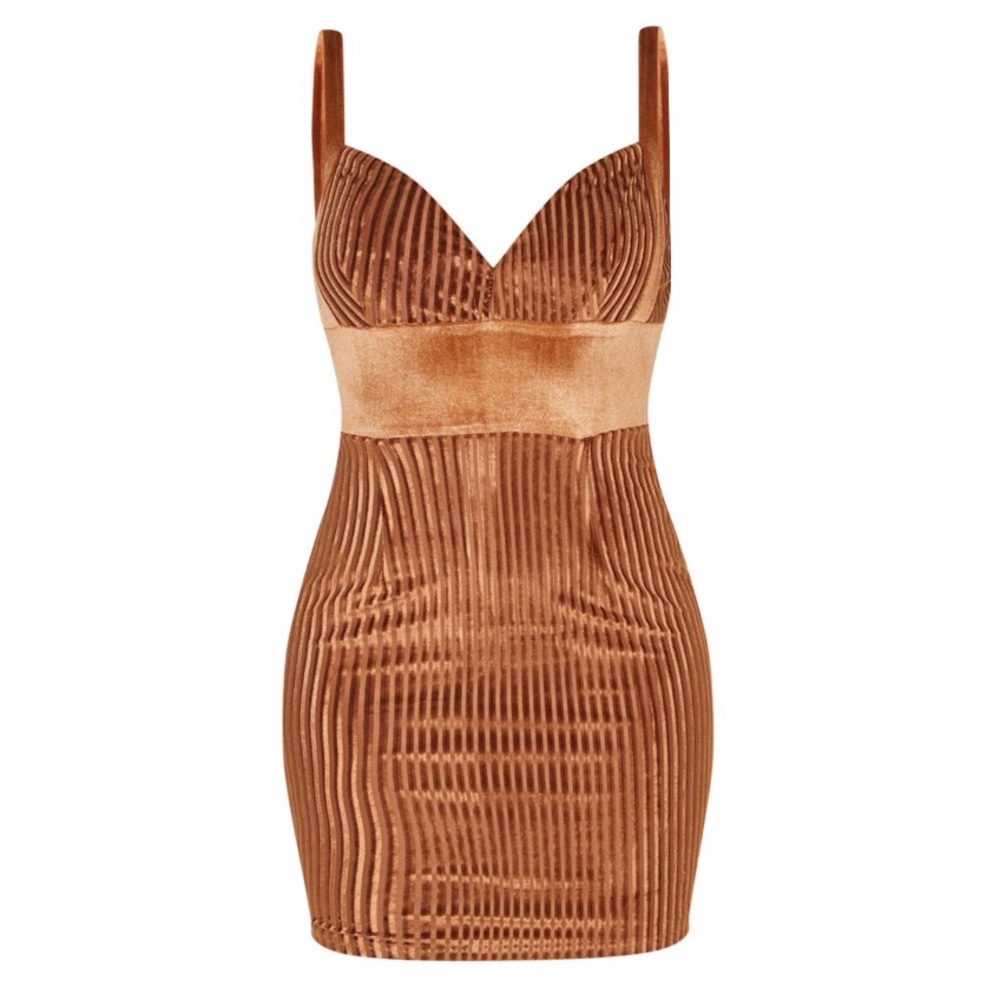Rust velvet mini dress